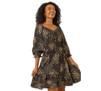 Petite Spot Print Frill Detail Dress Roman Black 10