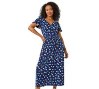 Petite Spot Shirred Waist Stretch Midi Dress Roman Navy 8