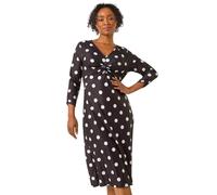 Petite Spot Twist Front Midi Dress Roman Black 14