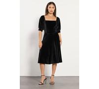 Petite Square Neck Velvet Dress PixieGirl Black 8