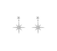 Latelita Petite Star Burst Drop Earrings - 925 Sterling Silver with Micro Pave AAA Grade White Cubic Zirconia - Size: Unknown