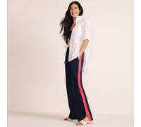Petite Straight Leg Side Stripe Jersey Trousers lands end Navy 14-16R