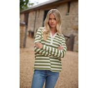 Petite Stripe Cotton Polo Shirt M&Co Green 12