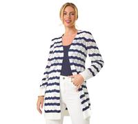 Petite Stripe Pointelle Knit Cardigan Roman Navy 14