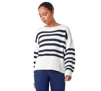Roman Petite Stripe Print Textured Jumper for Women UK - Ladies Autumn Everyday Winter Holiday Round Neckline Comfy Long Sleeve Soft Chunky Knit Top Daywear Warm Sweaters - Navy - Size 14