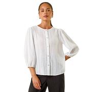 Petite Textured Buttoned Blouse Roman White 14