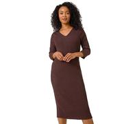 Petite Textured V-Neck Stretch Midi Dress Roman Chocolate 16