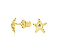 Petite Tiny Nautical Sea Life Dolphin Green Turtle Real Yellow Gold Stud Earrings For Women Teen Secure Screw back
