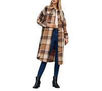 Petite Trench Coat Women Women Fashion Outwear Plaid Print Long Sleeve Lapel Long Jacket Trench Coat Waterproof Yellow Jackets Sales Daily Essentials Ski Jacket Womens