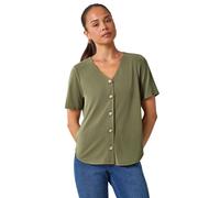 Petite V-Neck Buttoned Blouse Roman Khaki 18