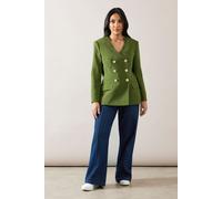 Petite V Neck Double Breasted Blazer Wallis Khaki 12