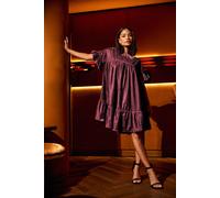 Petite Velvet Frill Smock Mini Dress PixieGirl Dark Red 12