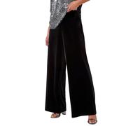 Petite Wide Leg Velvet Stretch Trouser Roman Black 12