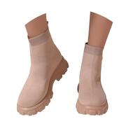 Petite Women Women's Mid Calf Boots Fashion Chunky Ankle Chelsea Block Heel Easy Clean City Walking Rainy Days Waterproof Wellies Short Rain (15) Khaki