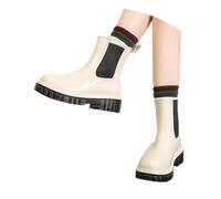 Petite Women Womens Rylien Stretch Rain Boots 10 Snow Wellies Block Heel Suede Rainy Days Country Walk Western Cowboy Knee High Faux Leather (29) White