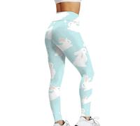 Petite Yoga Pants for Women Short Fit Womens Bunny Rabbits Easter Eggs Floral Pattern Stretchy Leggings Thermal Joggers Women (Sky Blue, M)