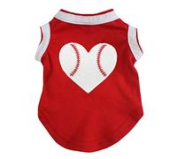 Petitebella Baseball Heart Puppy Dog Shirt (Red, XX-Large)