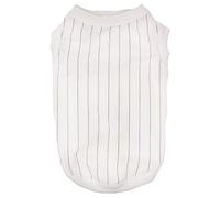 Petitebella Baseball Jersey Puppy Dog Shirt (White/Blue Stripes, Medium)
