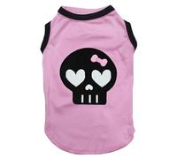 Petitebella Black Skull Face Puppy Dog Shirt (Pink/Black, X-Large)