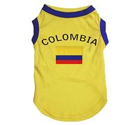 Petitebella Colombia & Flag Puppy Dog Shirt (Yellow/Blue Hem, X-Large)