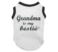Petitebella Grandma is My Bestie Puppy Dog Shirt (White/Black, XXX-Large)