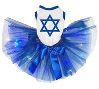 Petitebella Hexagram Star Puppy Dog Dress (White/Blue LED, Large)