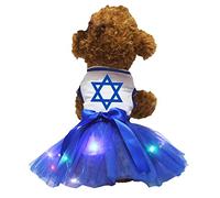 Petitebella Hexagram Star Puppy Dog Dress (White/Blue LED, Small)