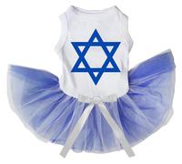 Petitebella Hexagram Star Puppy Dog Dress (White/White Blue, XXX-Large)