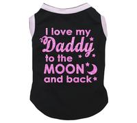 Petitebella I Love My Daddy to The Moon Puppy Dog Shirt (Black/Pink, Large)