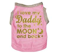 Petitebella I Love My Daddy to The Moon Puppy Dog Shirt (Pink, Small)