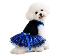 Petitebella Plain Sequin Tutu Puppy Dress (Black/Blue Lace, Small)