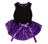 Petitebella Plain Sequins Tutu Puppy Dog Dress (Black/Purple, XXX-Large)