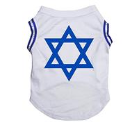 Petitebella Star of David Puppy Dog Shirt (White/Flag, XX-Large)
