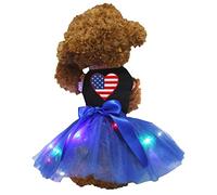 Petitebella USA Heart Puppy Dog Dress (Black/Blue LED, X-Large)