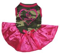 Petitebelle Be Mine Heart Puppy Dog Dress (Camouflage/Hot Pink, XXX-Large)