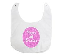 Petitebelle Bling Happy Easter Bunny White Baby Bib (One Size)