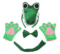 Petitebelle Cutie Green Crocodile Headband Tail Gloves 4pc Kids Costume 1-10y