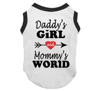 Petitebelle Daddy's Girl Mommy's World White Puppy Dog Shirt (White/Black, Small)