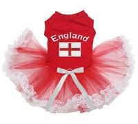 Petitebelle England & Flag Puppy Dog Dress (Red/Red White Lace, XX-Large)