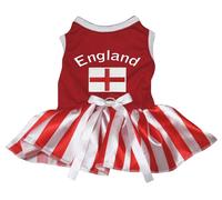 Petitebelle England & Flag Puppy Dog Dress (Red/Stripes, X-Large)