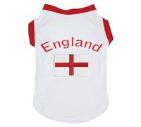 Petitebelle England & Flag Puppy Dog Shirt (White, Medium)