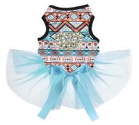 Petitebelle Gems Crown Puppy Dog Dress (Geometry/Blue, Small)