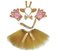 Petitebelle Giraffe Headband Bowtie Tail Gloves Brown Tutu 5pc Costume for Lady (Brown)