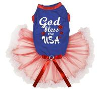 Petitebelle God Bless The USA Puppy Dog Dress (Blue/Red White, X-Large)