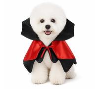 Petitebelle Halloween Dog Vampire Cape, Pet Bat Costume Cloak for Small Dog (Black/Red, X-Large)