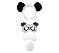 Petitebelle Headband Bowtie Tail Eye Mask 4pc Unisex Children Costume 1-5y (Panda, One Size)