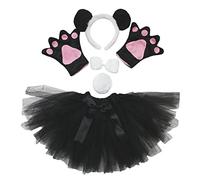Petitebelle Headband Bowtie Tail Gloves Tutu 5pc Girl Costume 1-10y (Panda, 1-5 Years)