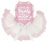Petitebelle I Love My Daddy to The Moon and Back Puppy Dog Dress (Pink/Beige, XX-Large)