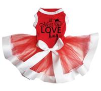 Petitebelle Lil' Miss Love Bug Puppy Dog Dress (Red/Red White Ribbon, X-Small)