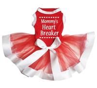Petitebelle Mommy's Heart Breaker Puppy Dog Dress (Red/Red White Ribbon, Large)